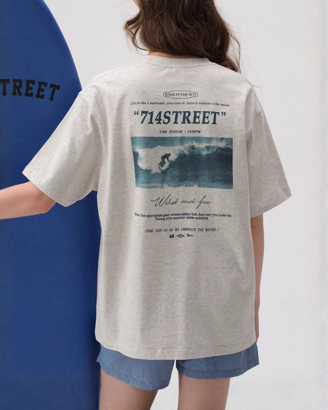 Surfing Back Print T-shirt　ST172