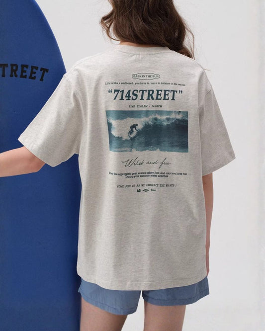 Surfing Back Print T-shirt　ST172