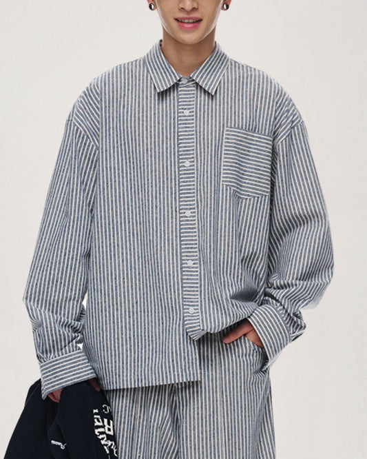 Cotton Striped Shirt　LS097