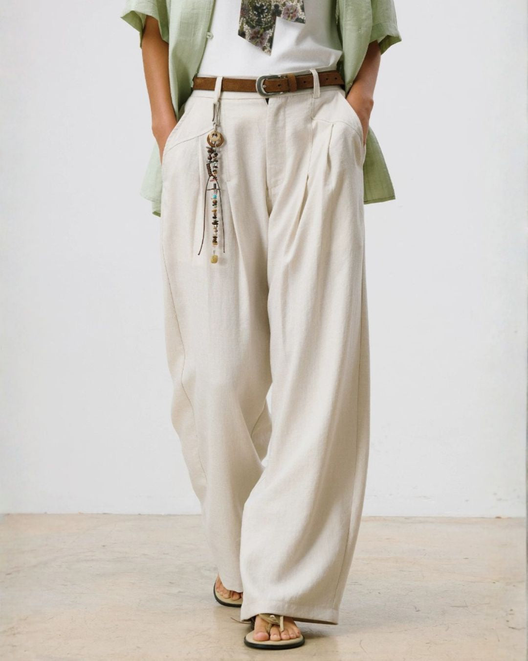 Linen Pleated Wide Pants　WP110
