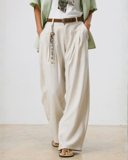 Linen Pleated Wide Pants　WP110