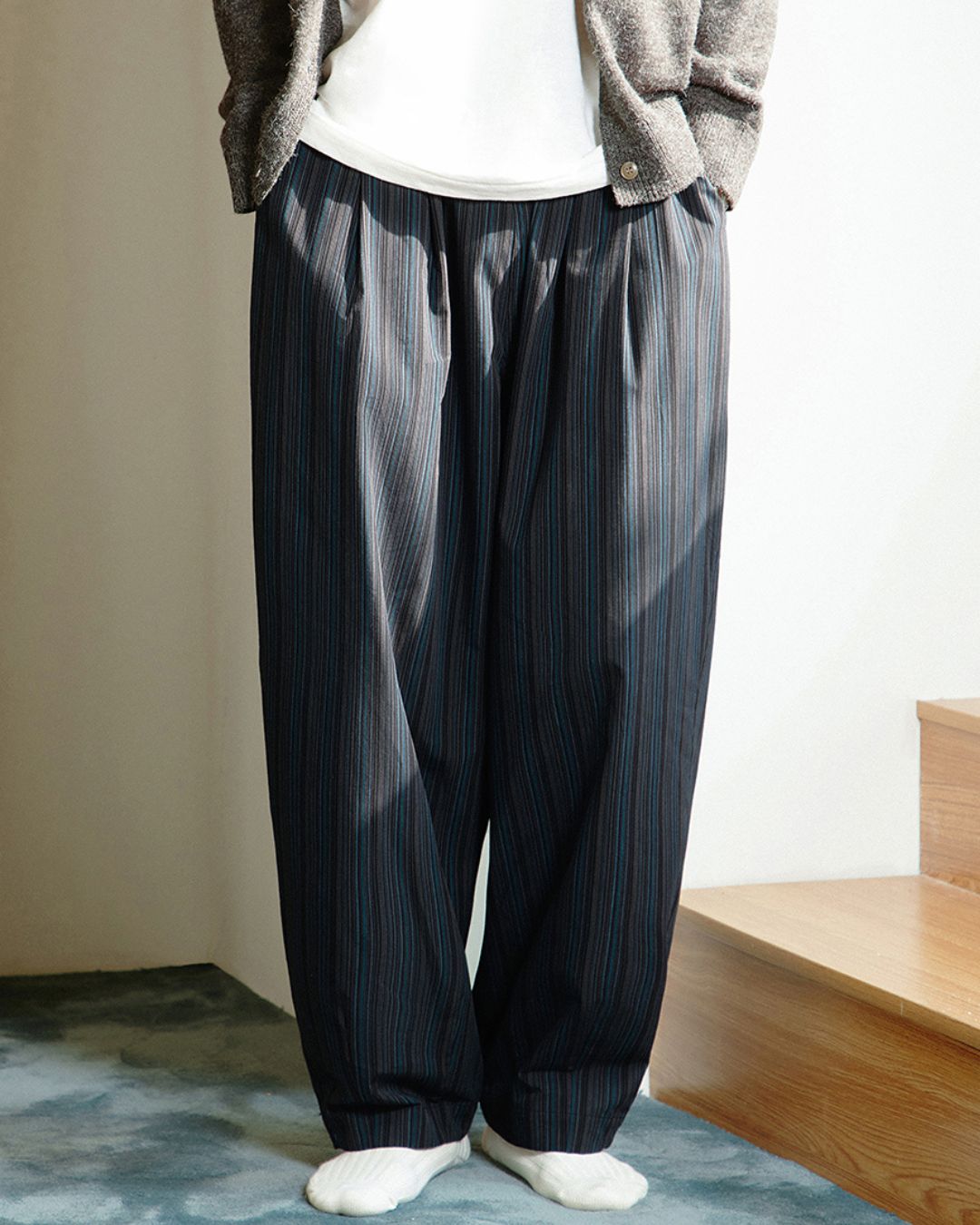 Striped Wide Relax Pants　WP076