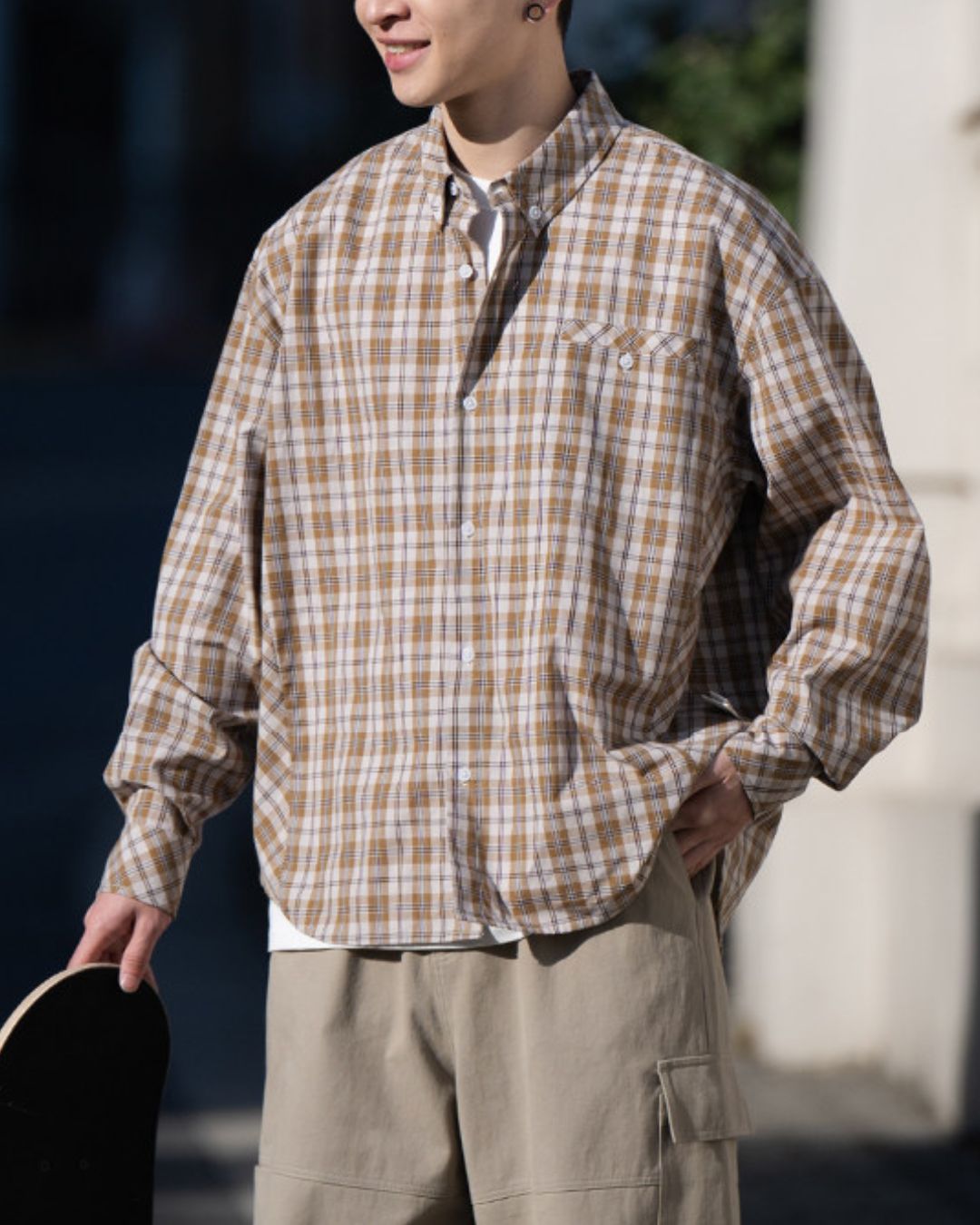 【予約販売】Pure Cotton Checked Shirt　LS104