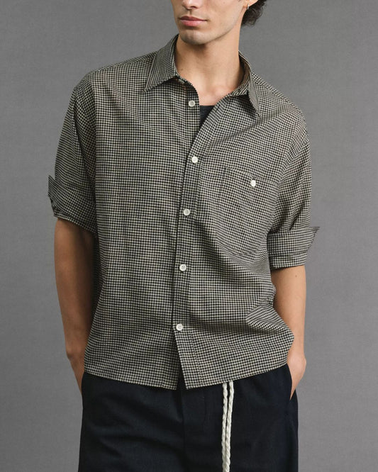 Roll-Cuff Houndstooth Shirt　SS092