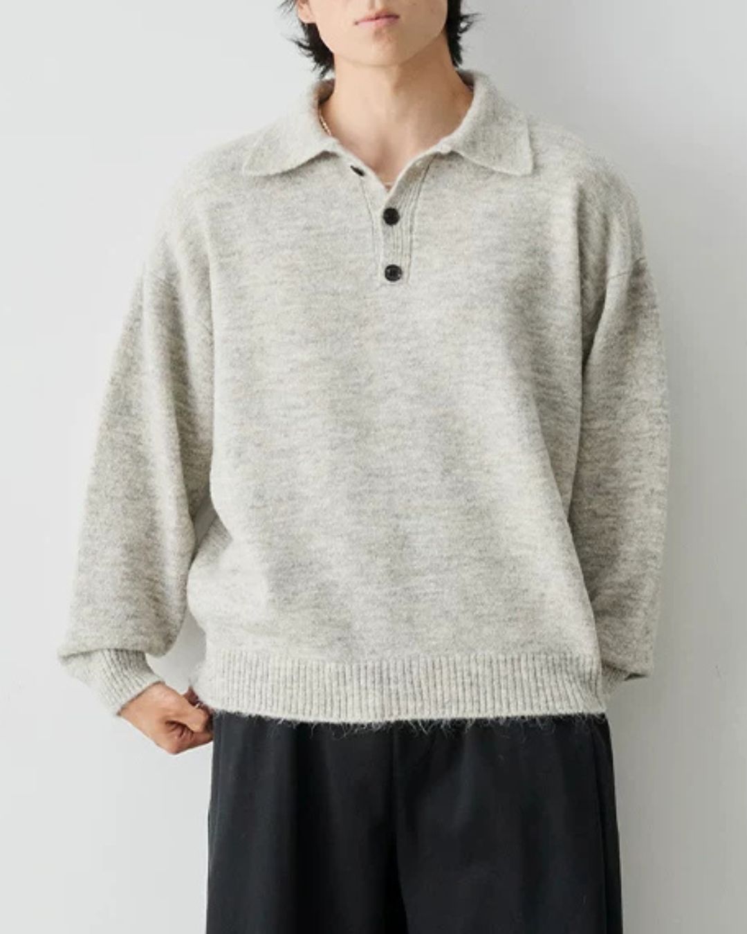 Alpaca Blend Polo Knit　KN058