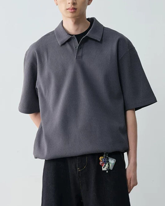 Drawstring Waffle Polo Shirt　SS082