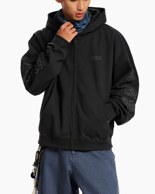 Sketch Graphic Zip Hoodie　HD089