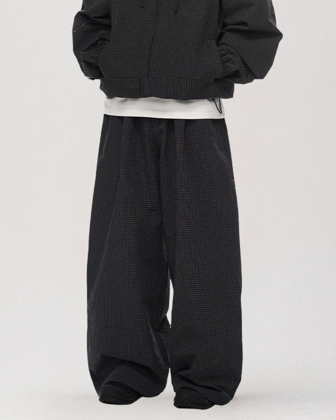 Tuck Wide Check Pants　WP083