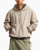 Tonal Embroidery Zip Hoodie　HD081