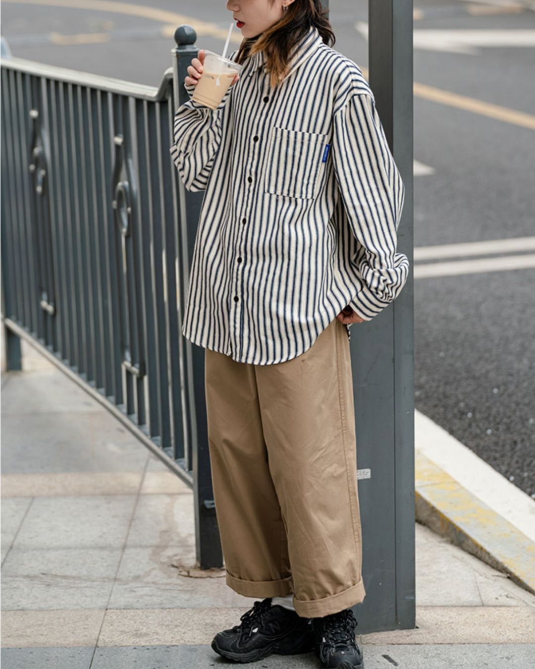 【一週間以内に発送】Stripe Loose shirt　LS001