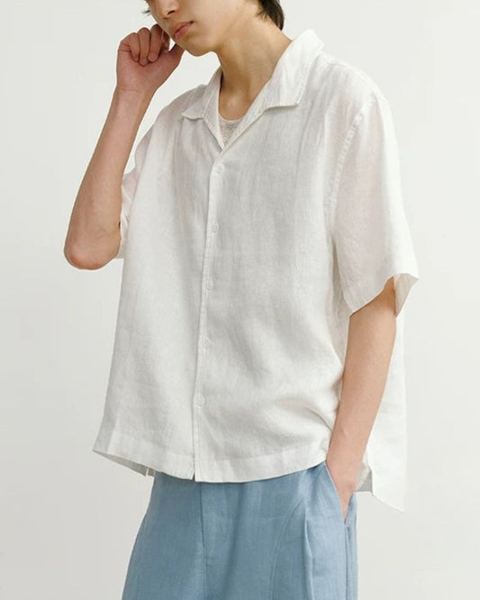 Natural Linen Open-collar Shirt　SS089