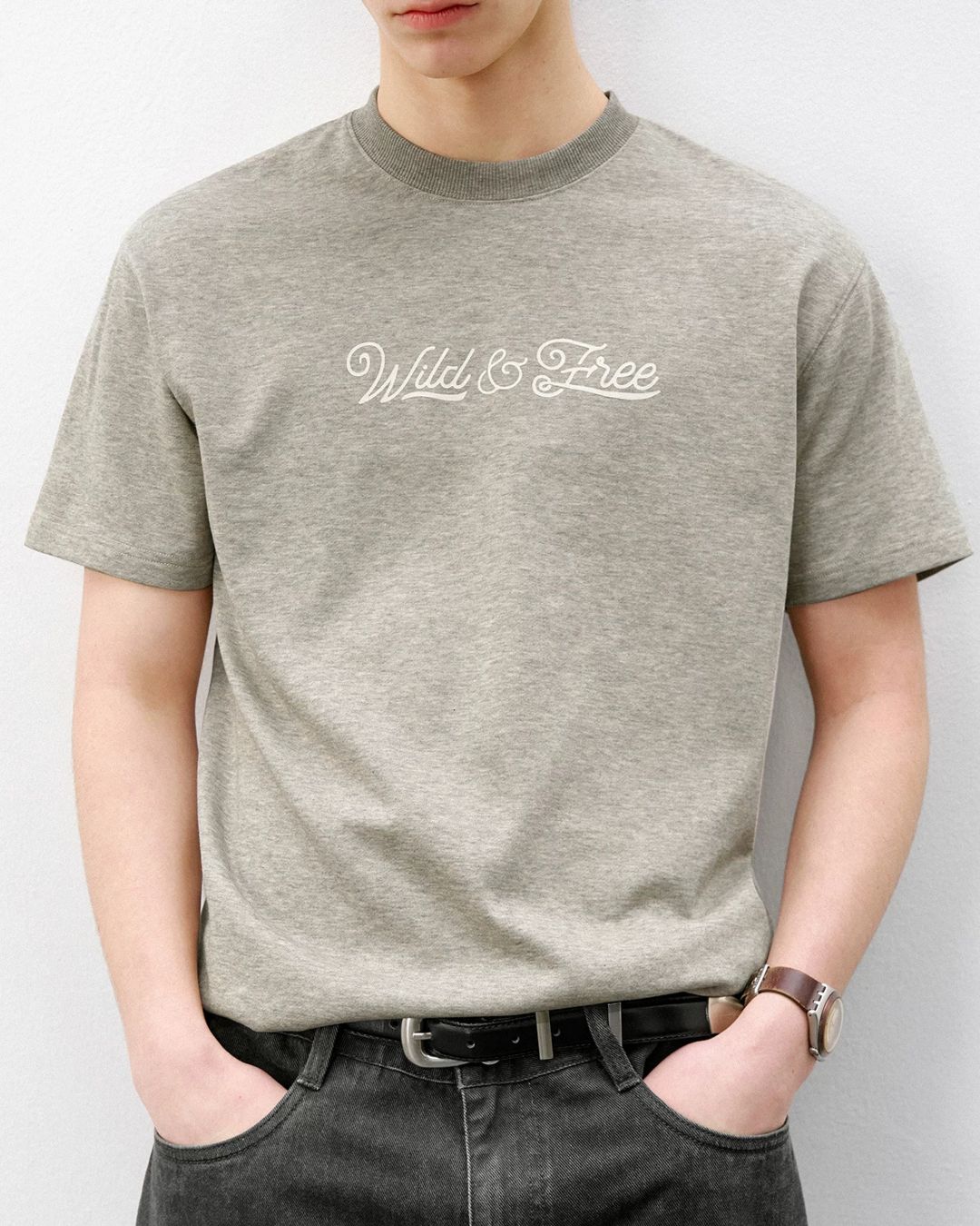 Textured Logo Crew Neck T-Shirt　ST188
