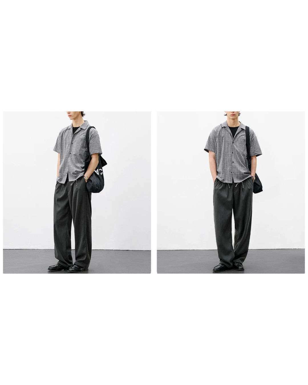 Open Collar Linen Check Shirt　SS083