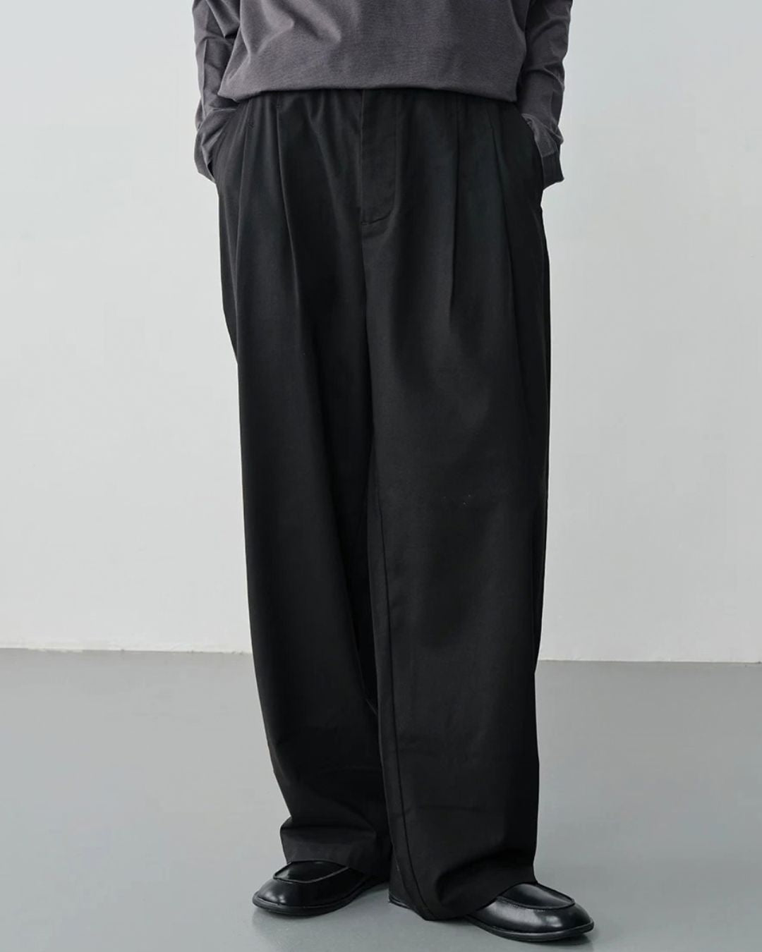 Wool Blend Tuck Wide Pants　WP119
