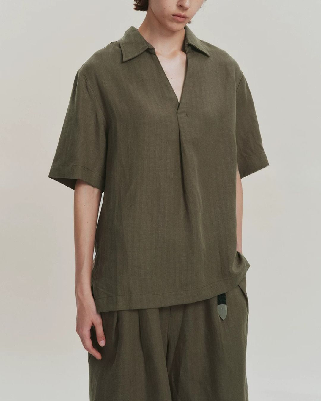 Linen Relaxed Skipper Shirt　SS095