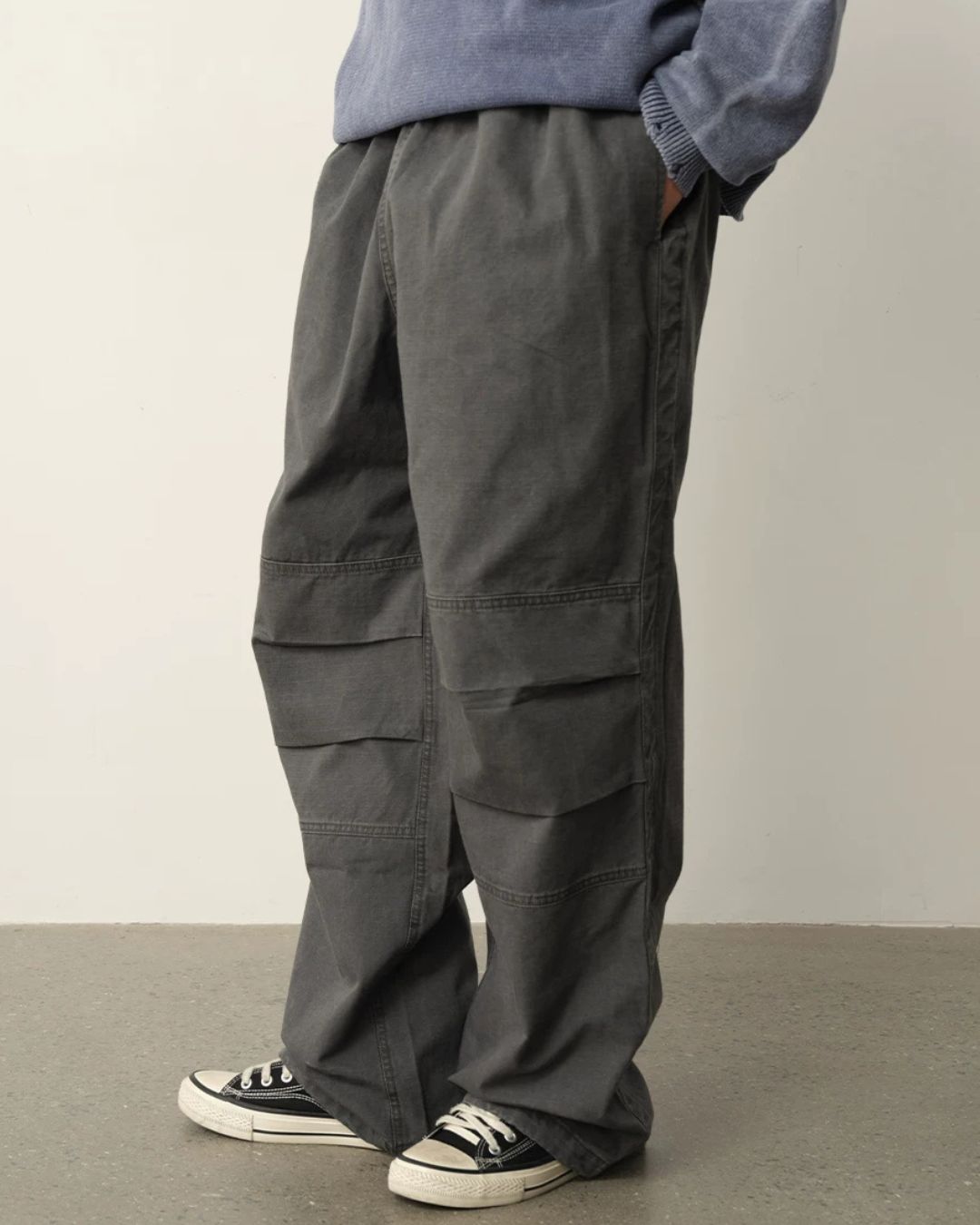 Washed Panel Wide Pants　WP126