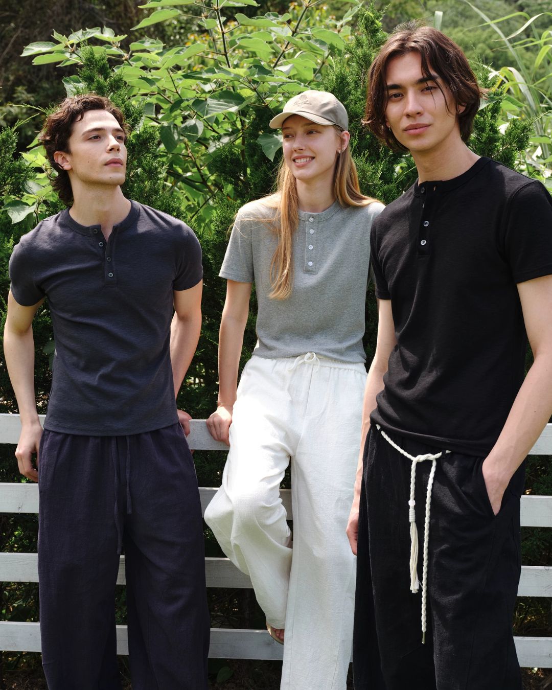 Henley-Neck Slub T-Shirt　ST219