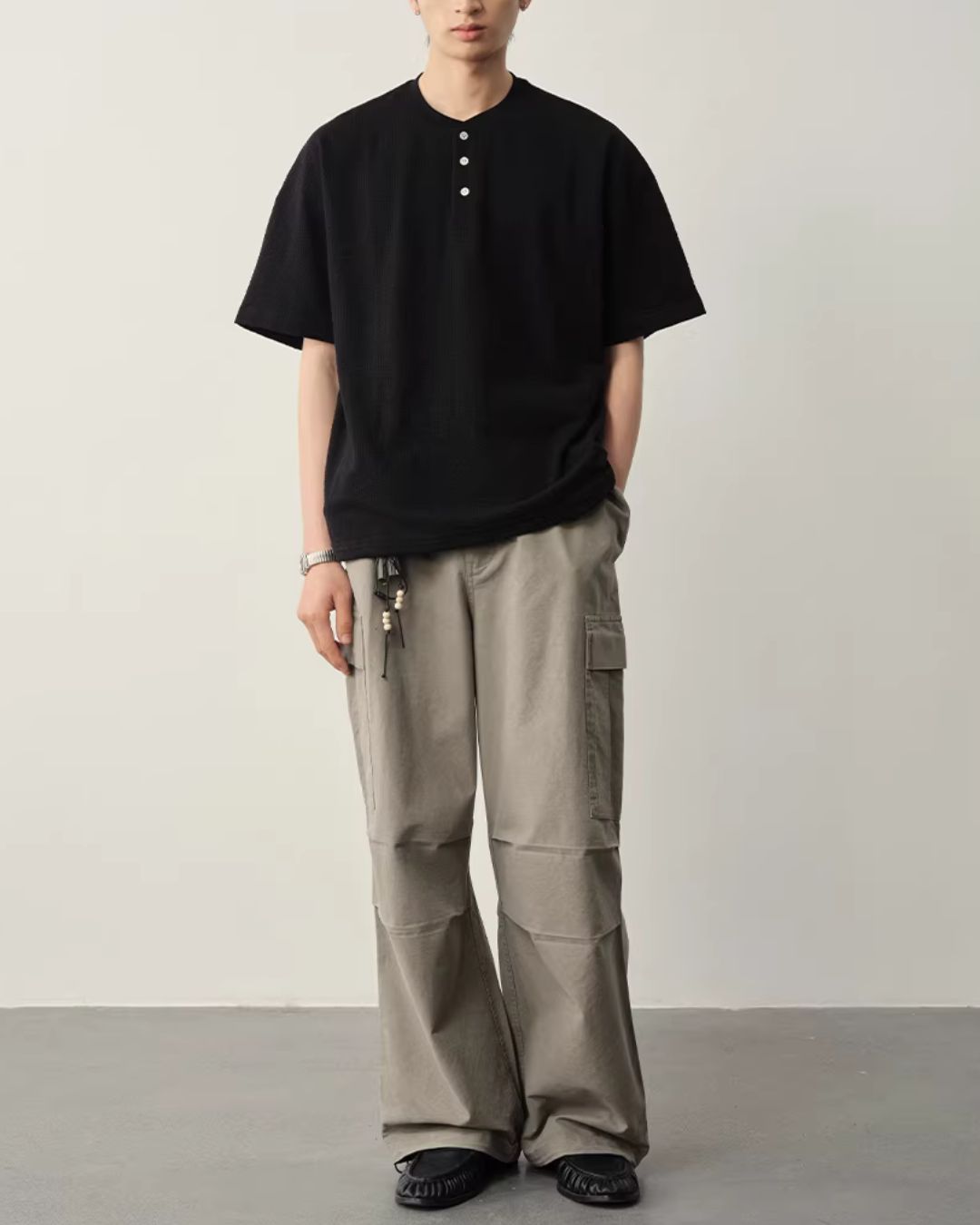 【10日以内お届け】Thermal Henley Neck T-shirt　ST182
