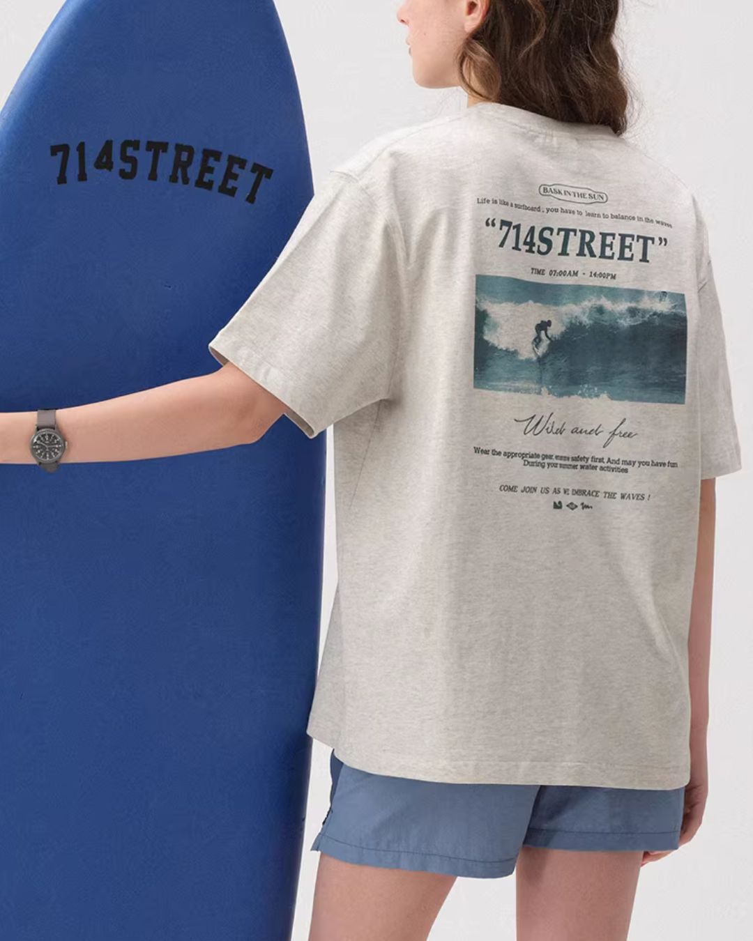 Surfing Back Print T-shirt　ST172