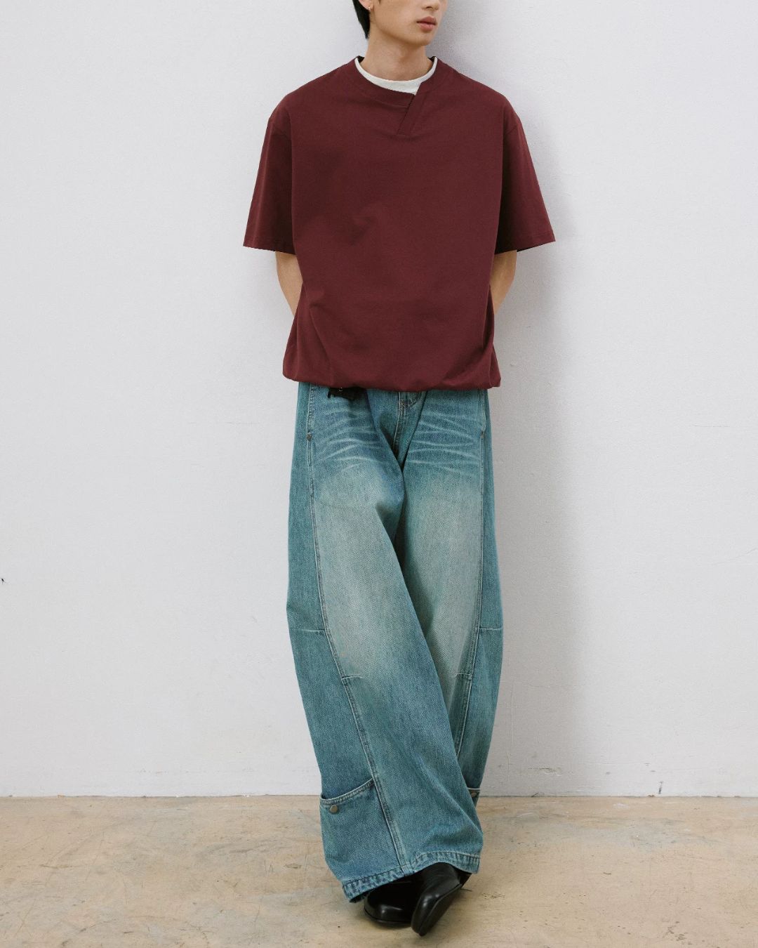 Asymmetrical Fake Layered T-shirt　ST217