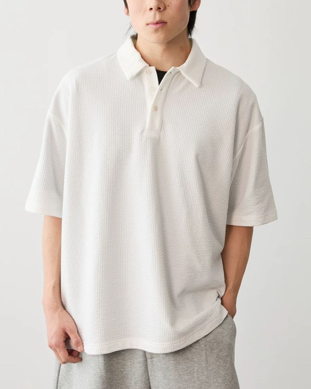 Comfortable Waffle Polo Shirt　SS087