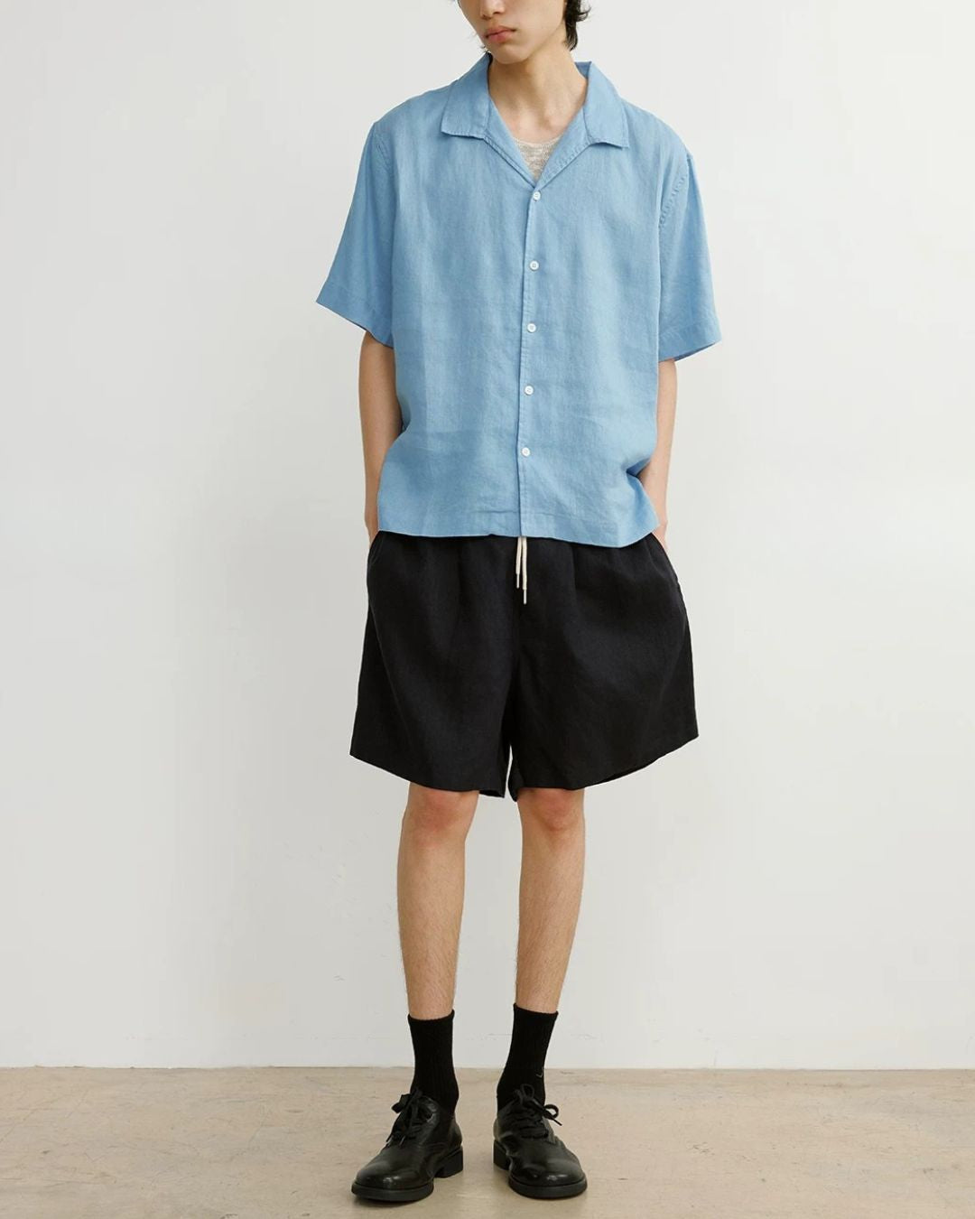 Natural Linen Open-collar Shirt　SS089