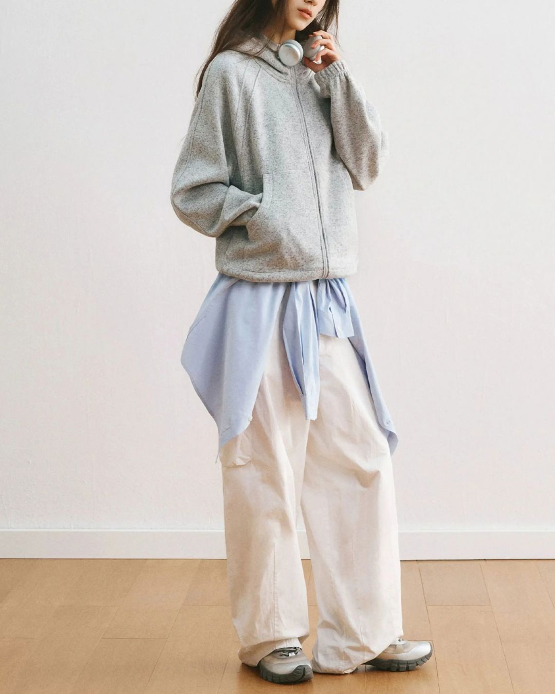 Heathered Zip Hoodie　HD085