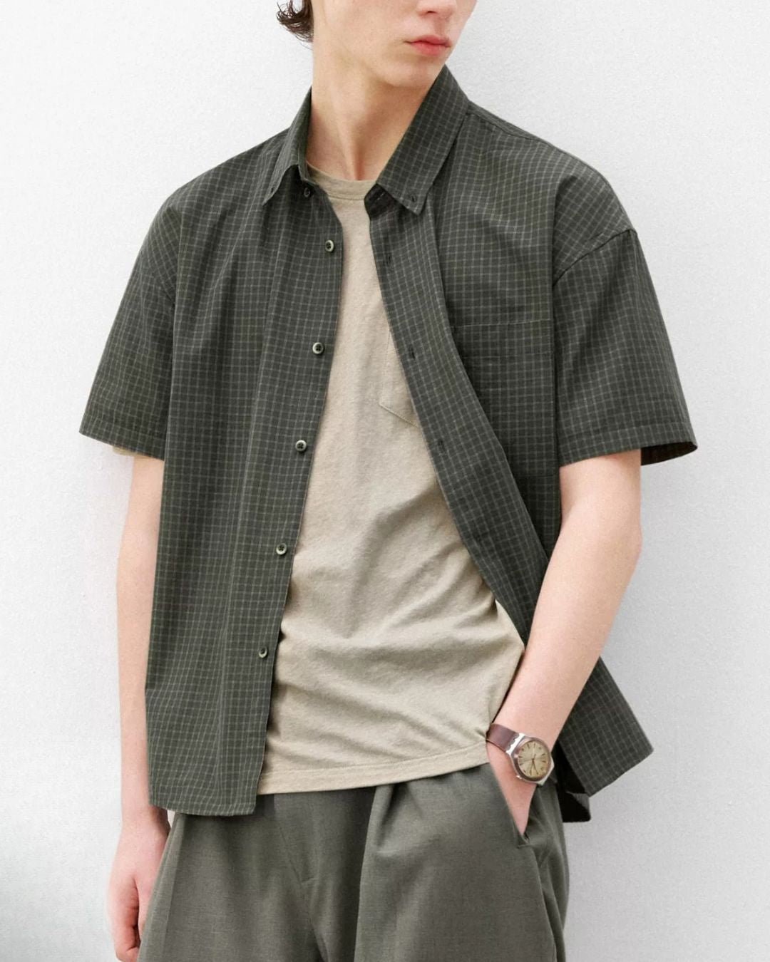Sand-washed Plaid Shirt　SS094