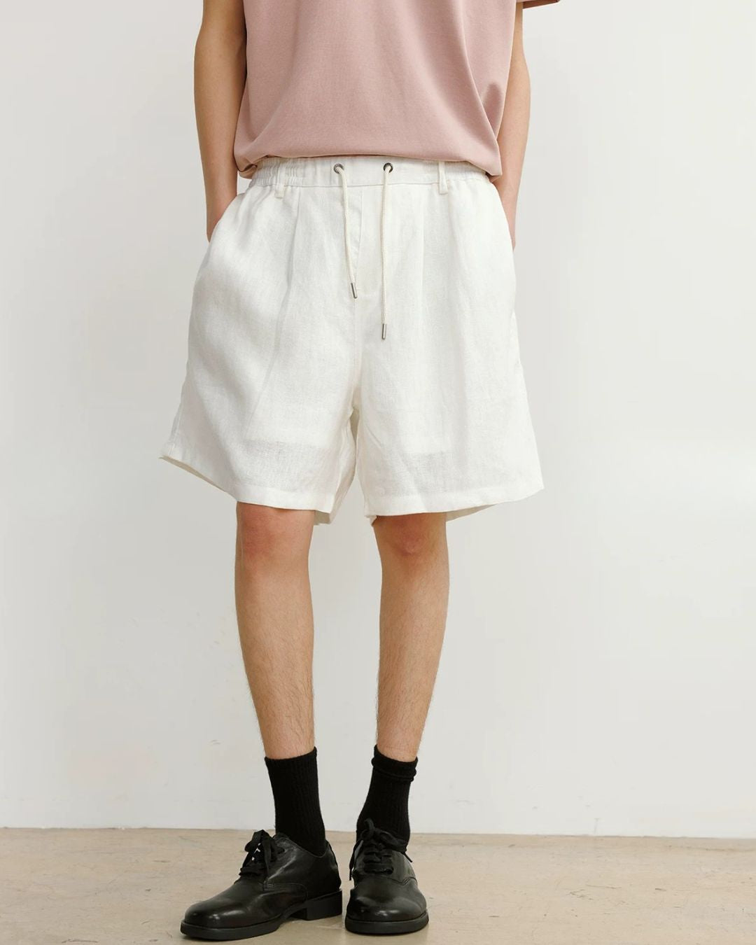 Natural Linen Drawstring Shorts　SP074