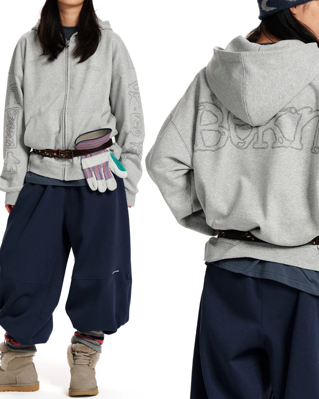 Sketch Graphic Zip Hoodie　HD089