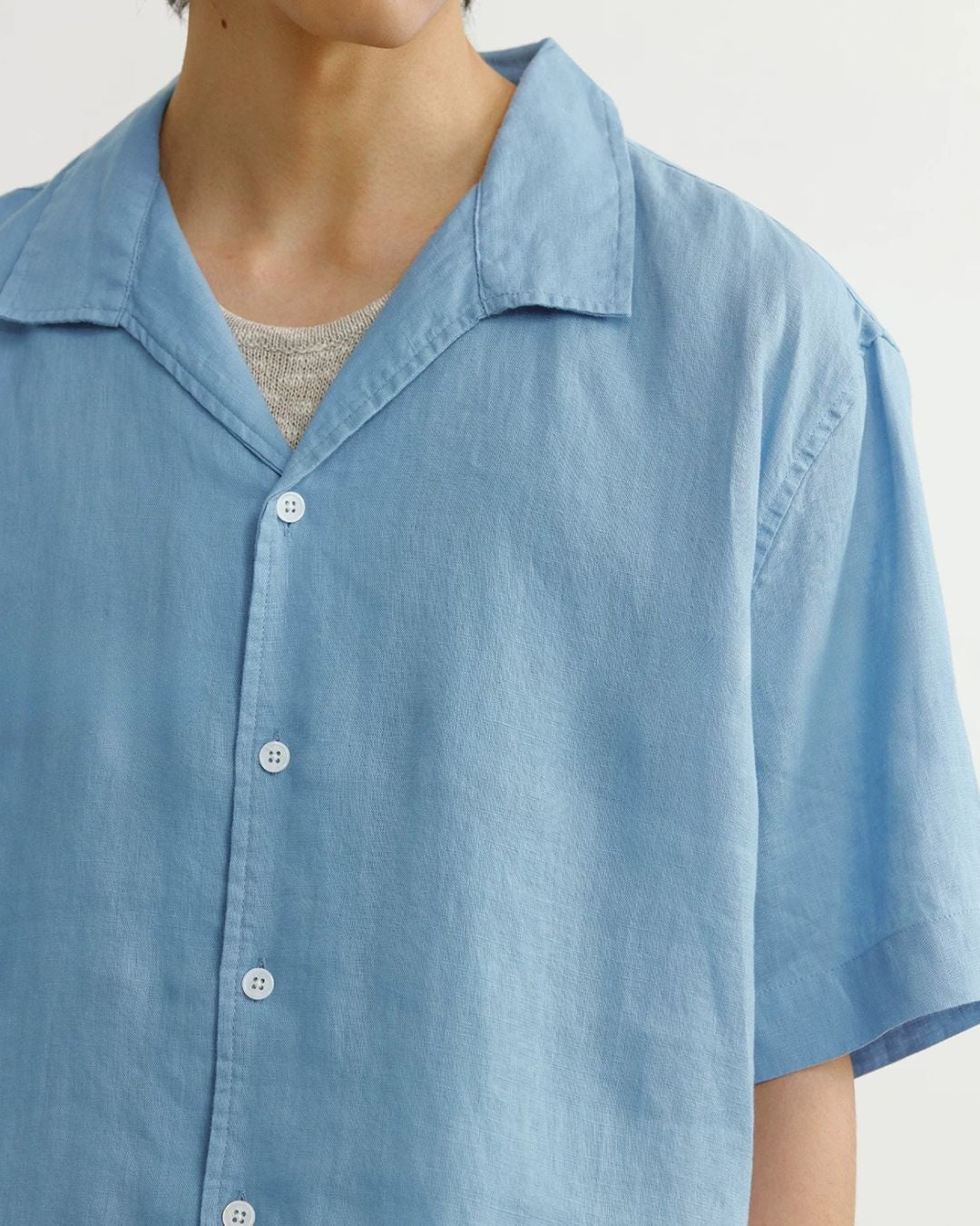Natural Linen Open-collar Shirt　SS089