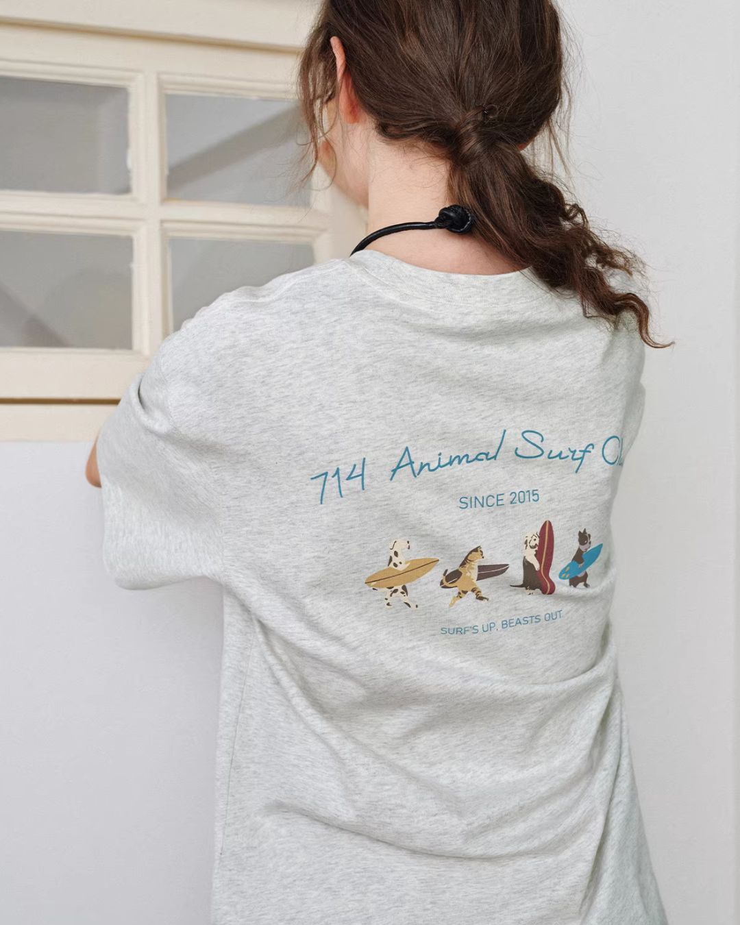 Animal Surfing Print T-shirt　ST173