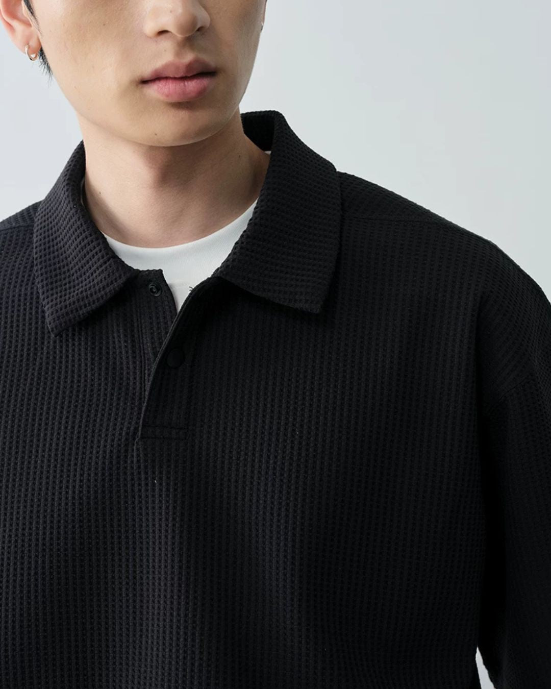 Drawstring Waffle Polo Shirt　SS082