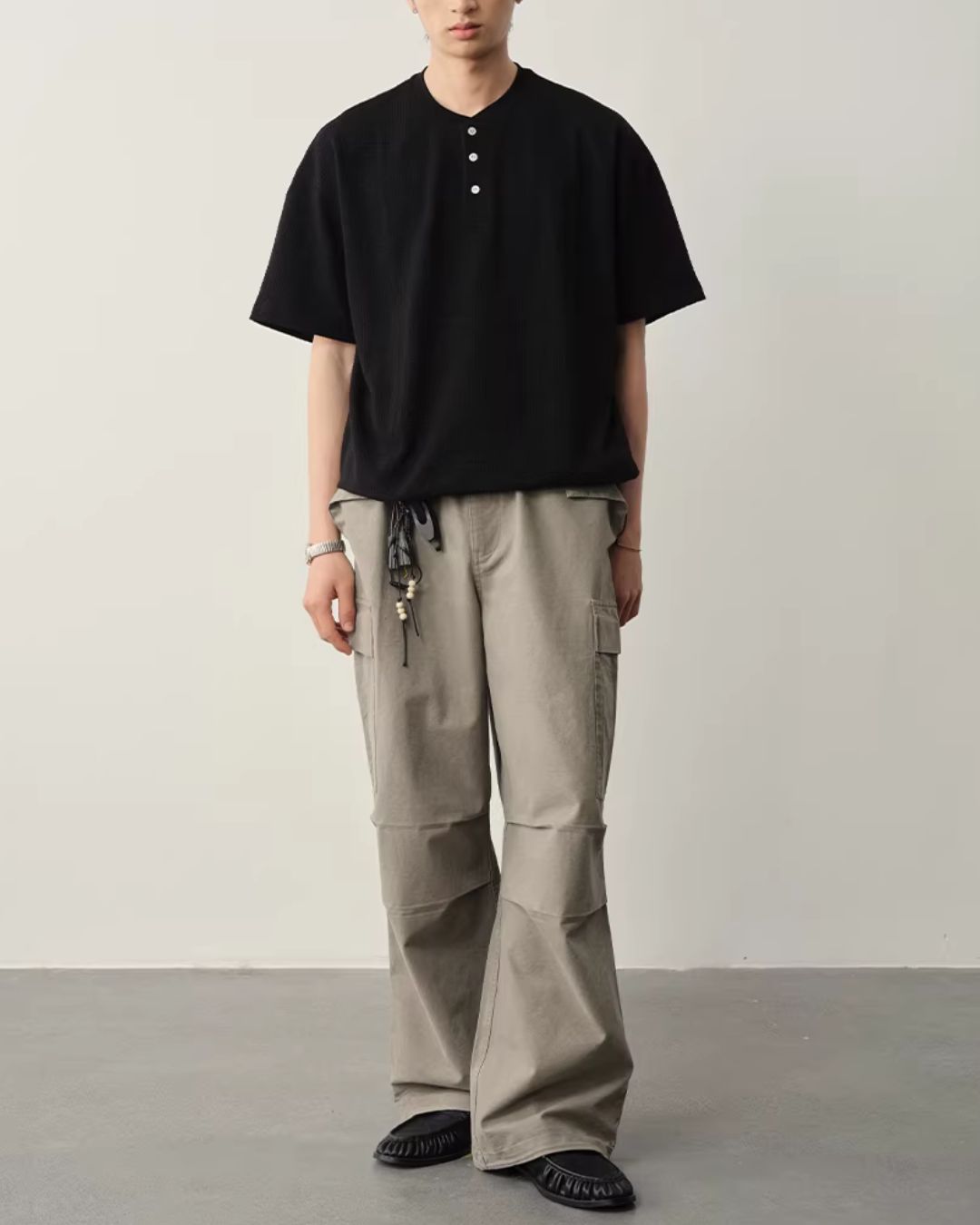 【10日以内お届け】Thermal Henley Neck T-shirt　ST182