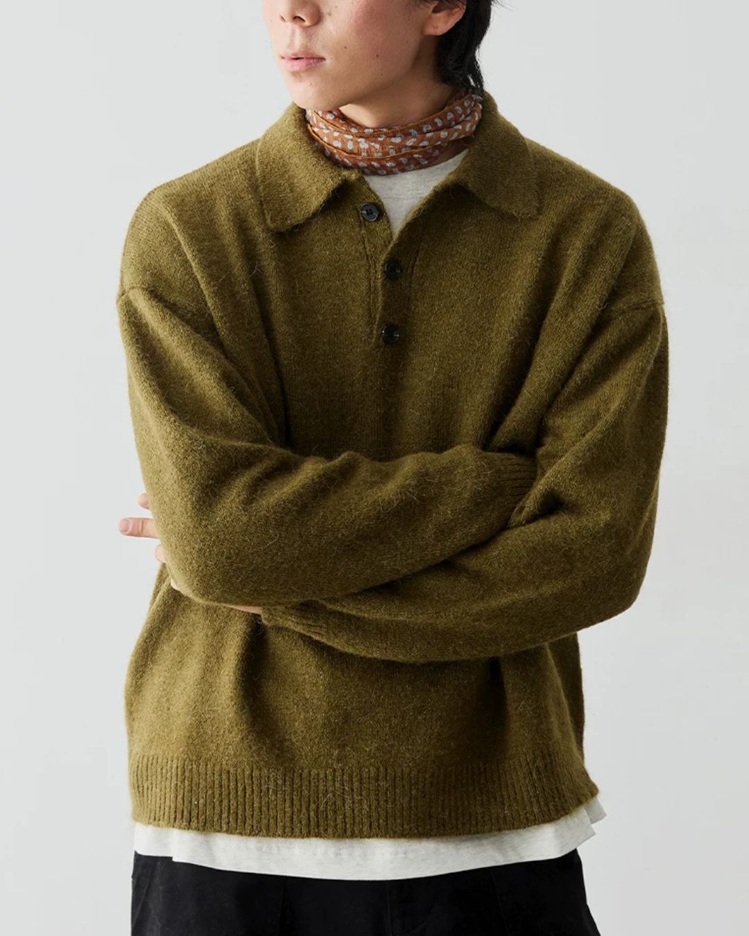 Alpaca Blend Polo Knit　KN058