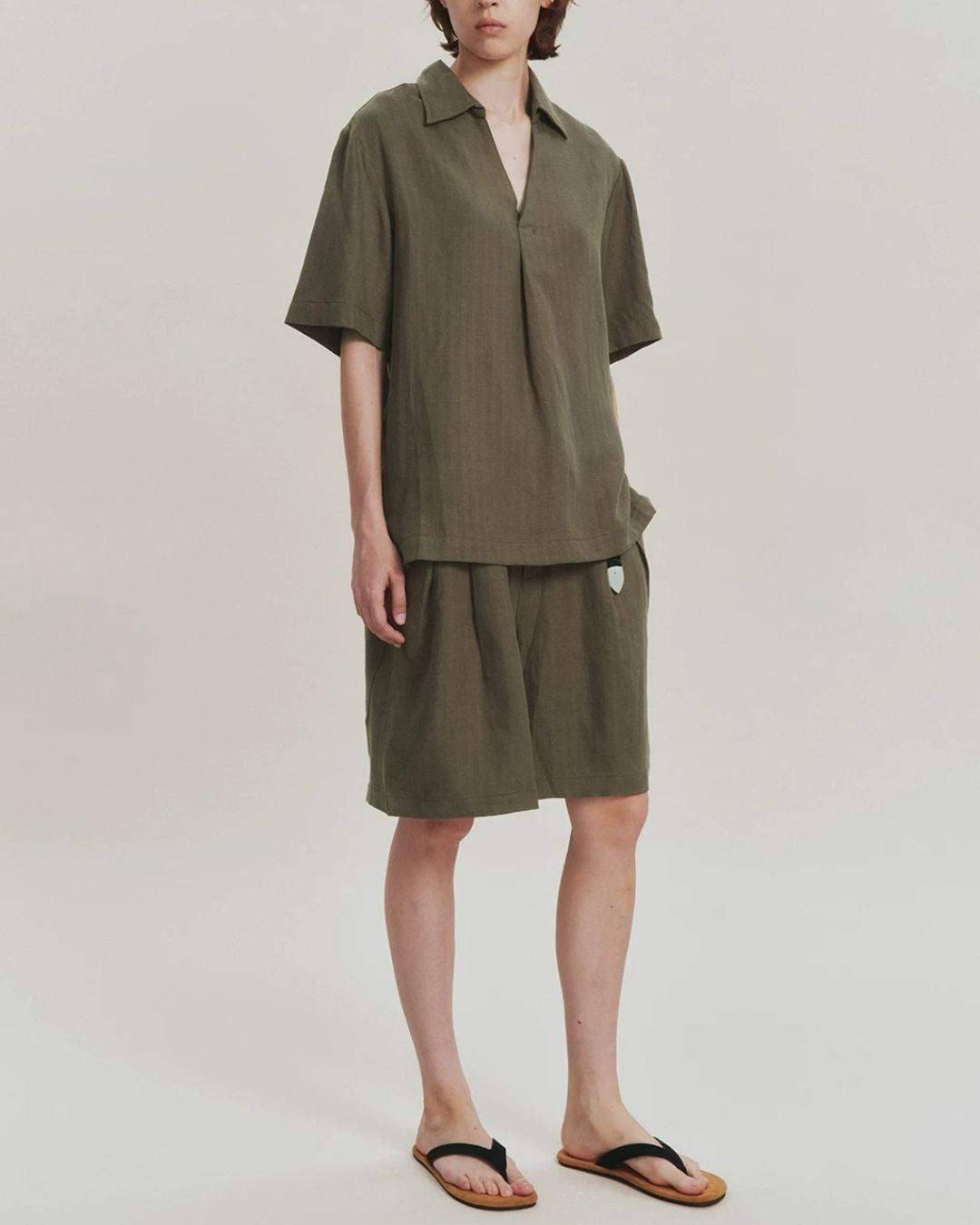 Linen Relaxed Skipper Shirt　SS095