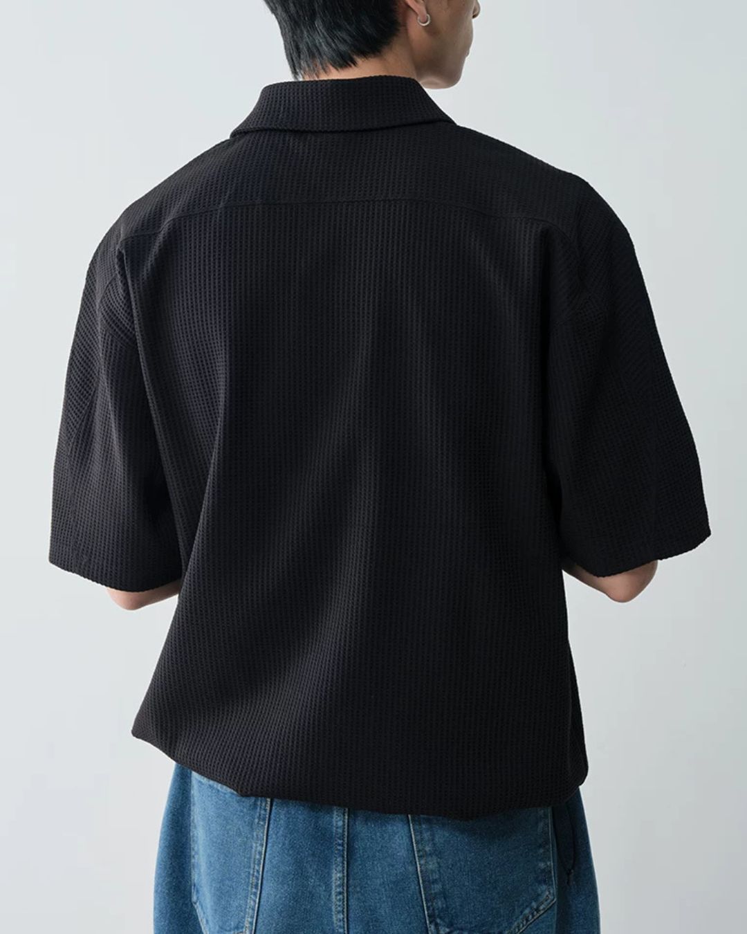 Drawstring Waffle Polo Shirt　SS082