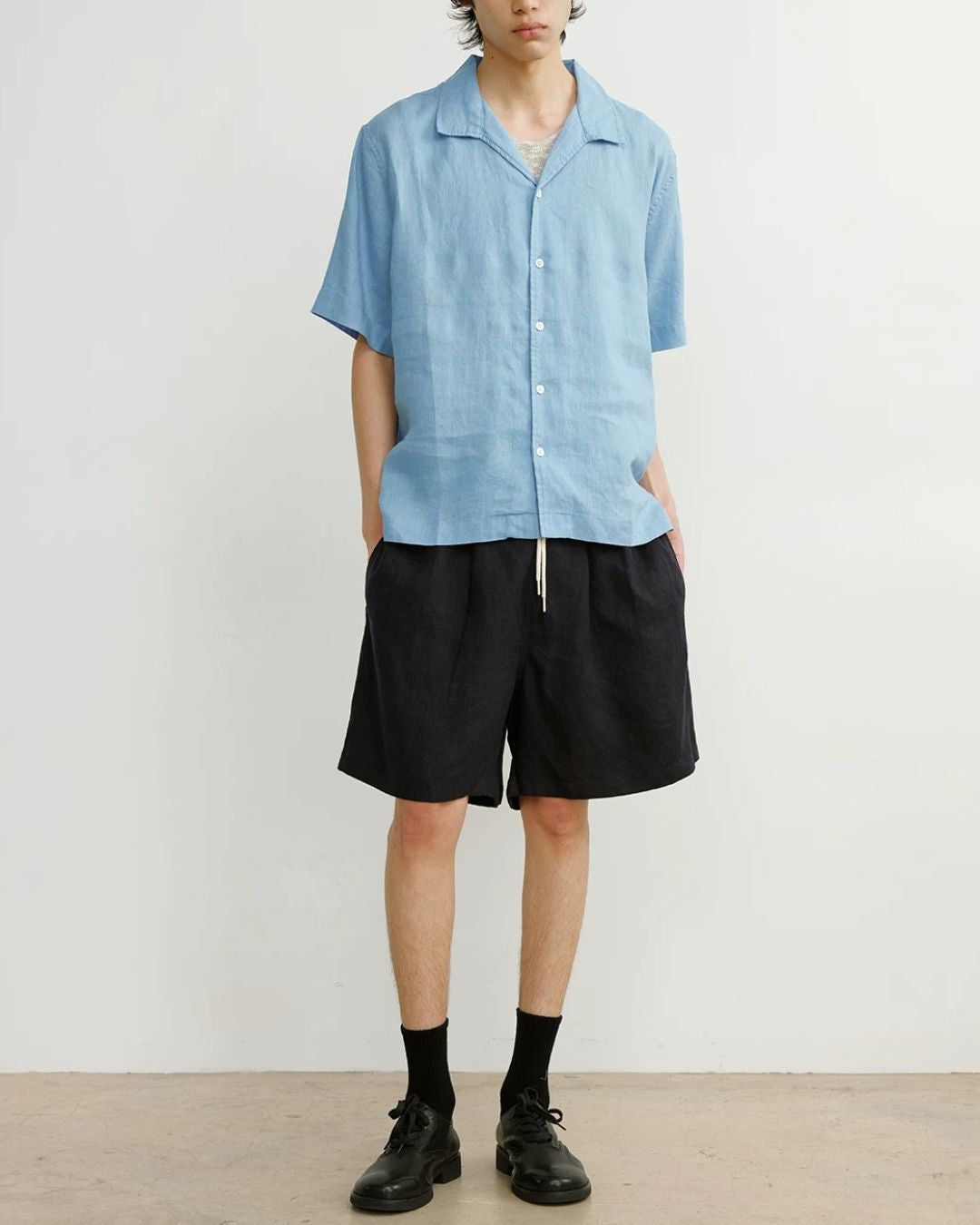 Natural Linen Open-collar Shirt　SS089