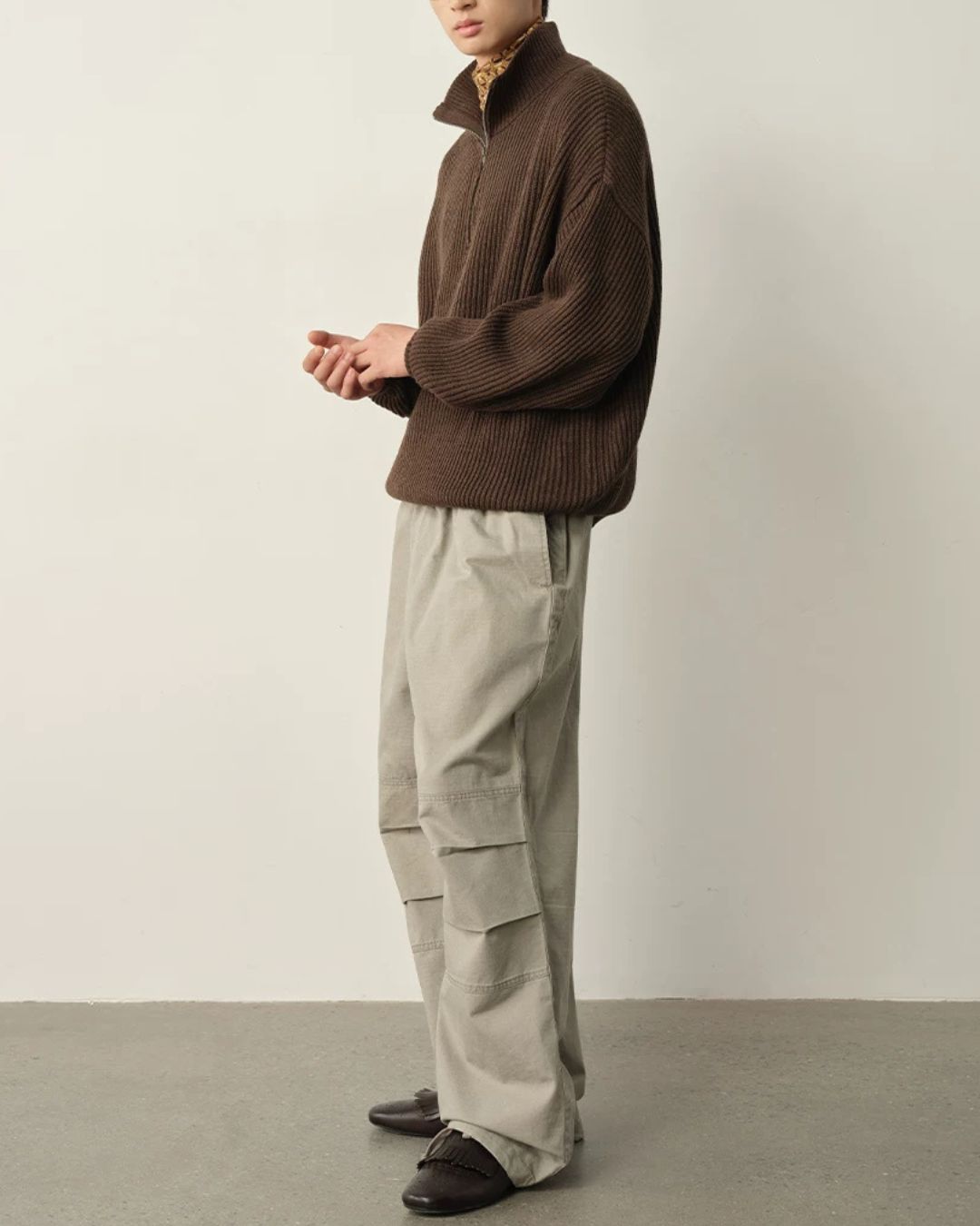 Washed Panel Wide Pants　WP126