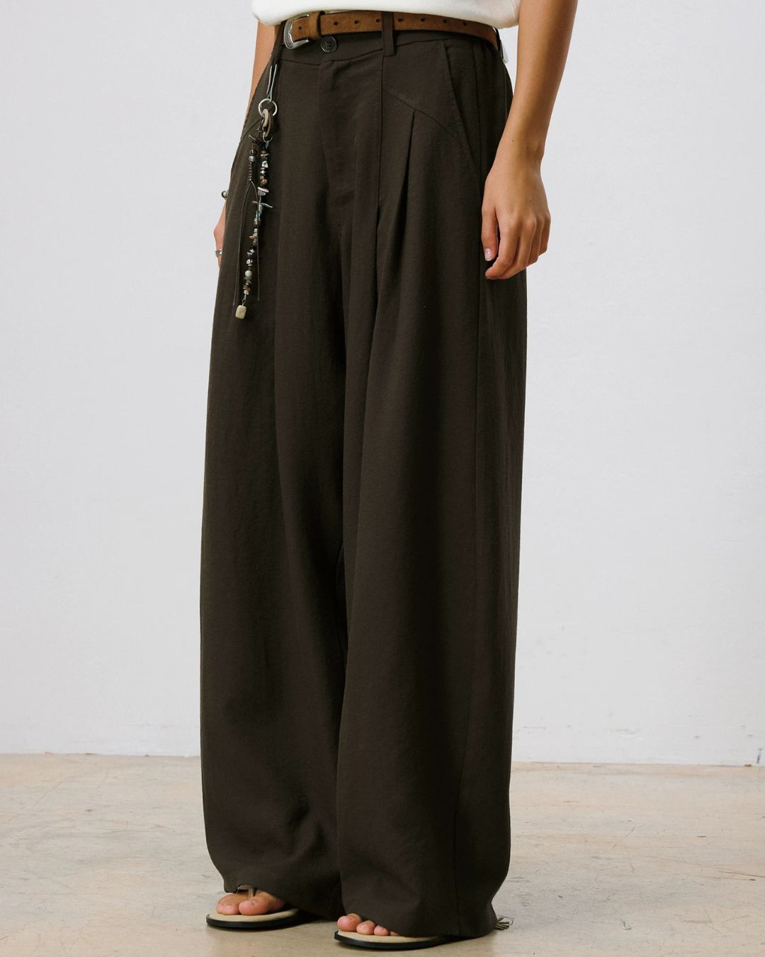 Linen Pleated Wide Pants　WP110