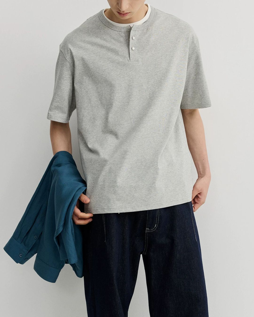 Relaxed Dry Henley Neck T-Shirt　ST222