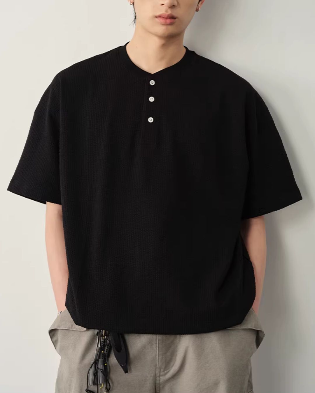 【10日以内お届け】Thermal Henley Neck T-shirt　ST182