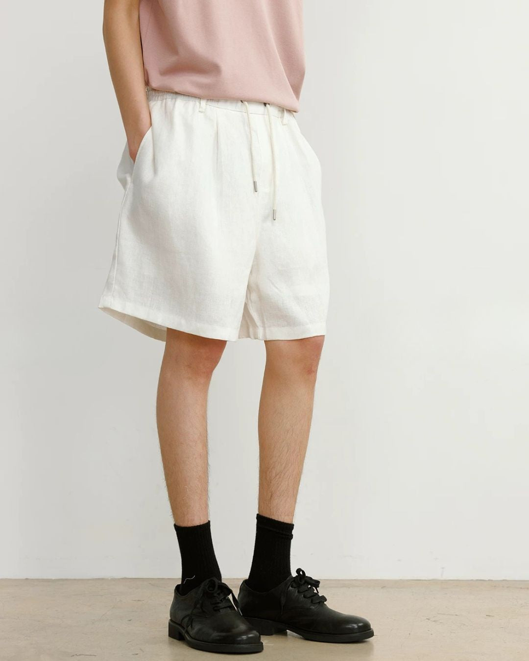 Natural Linen Drawstring Shorts　SP074