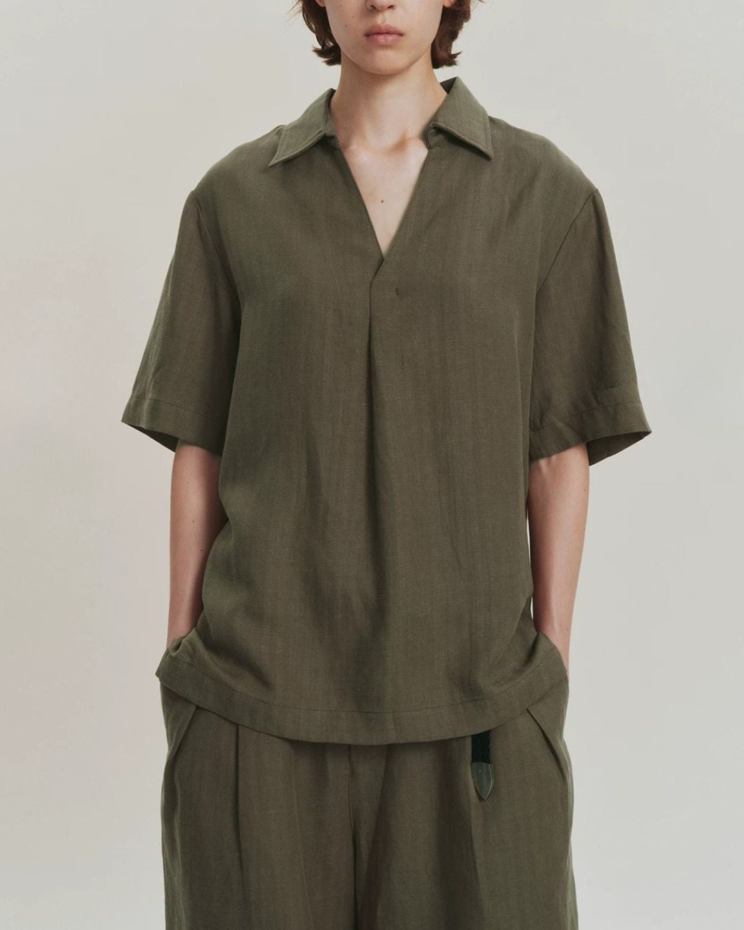 Linen Relaxed Skipper Shirt　SS095