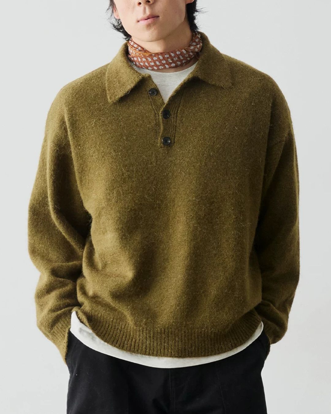 Alpaca Blend Polo Knit　KN058