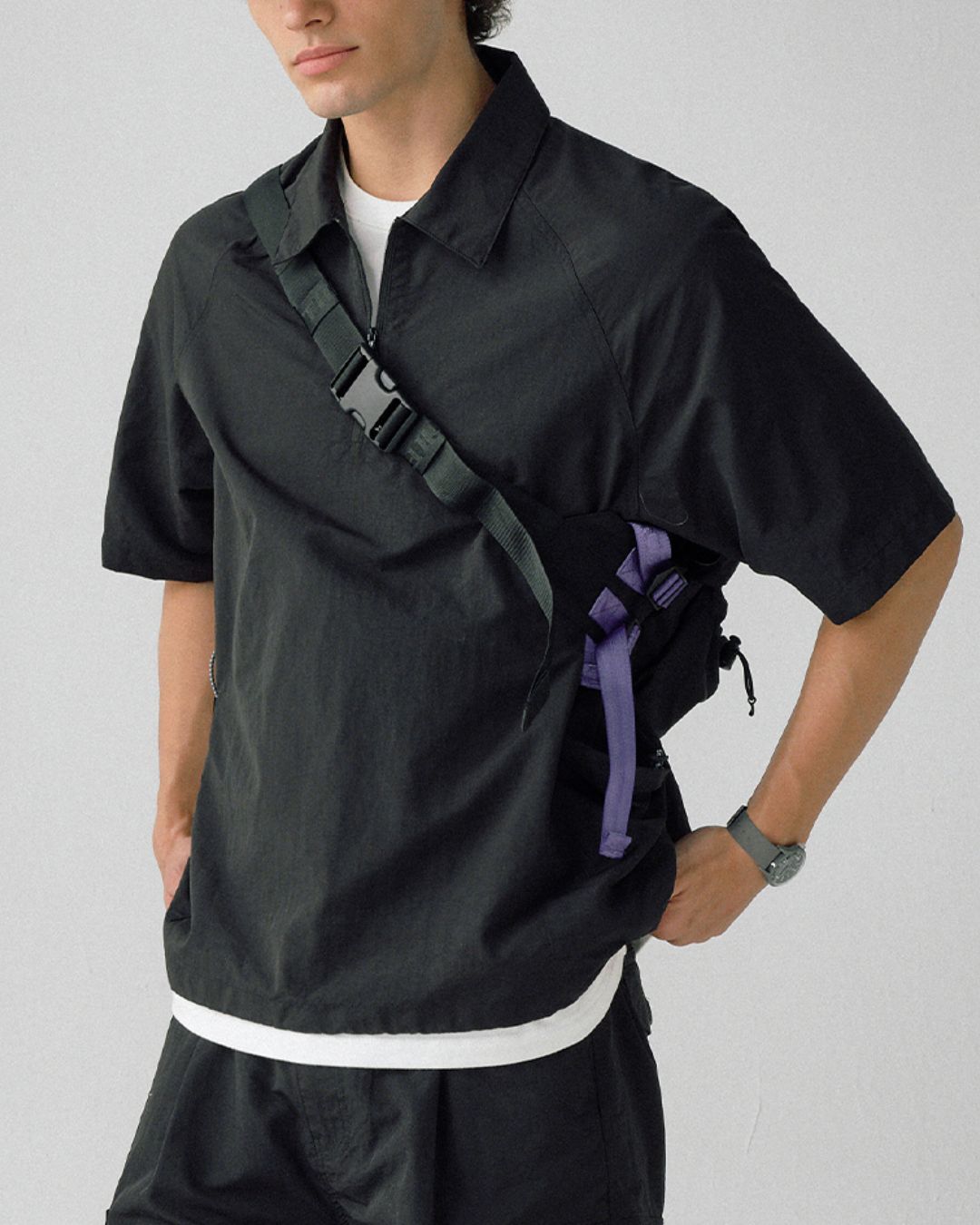 Nylon Half Zip Shirt　SS065