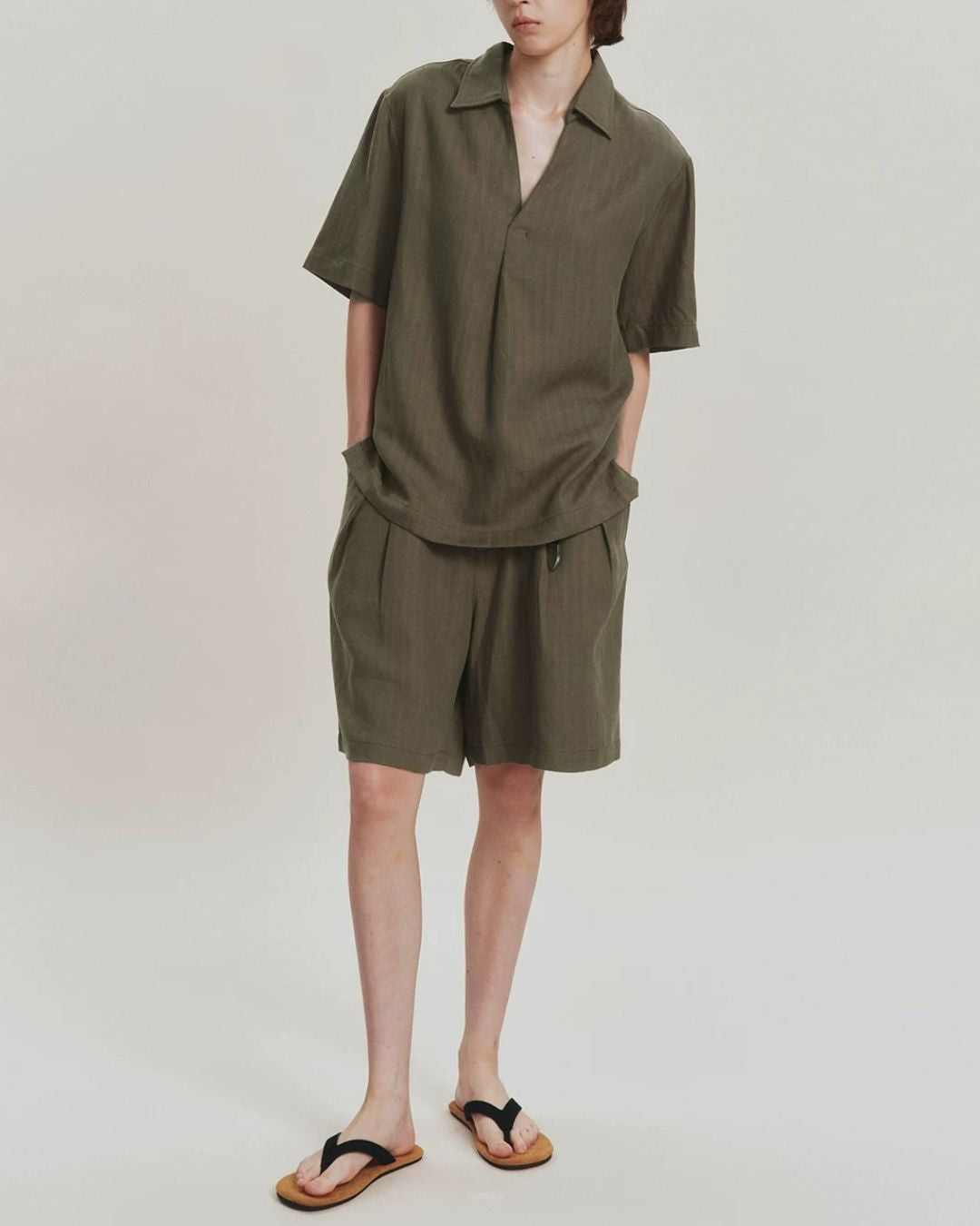 Linen Relaxed Skipper Shirt　SS095