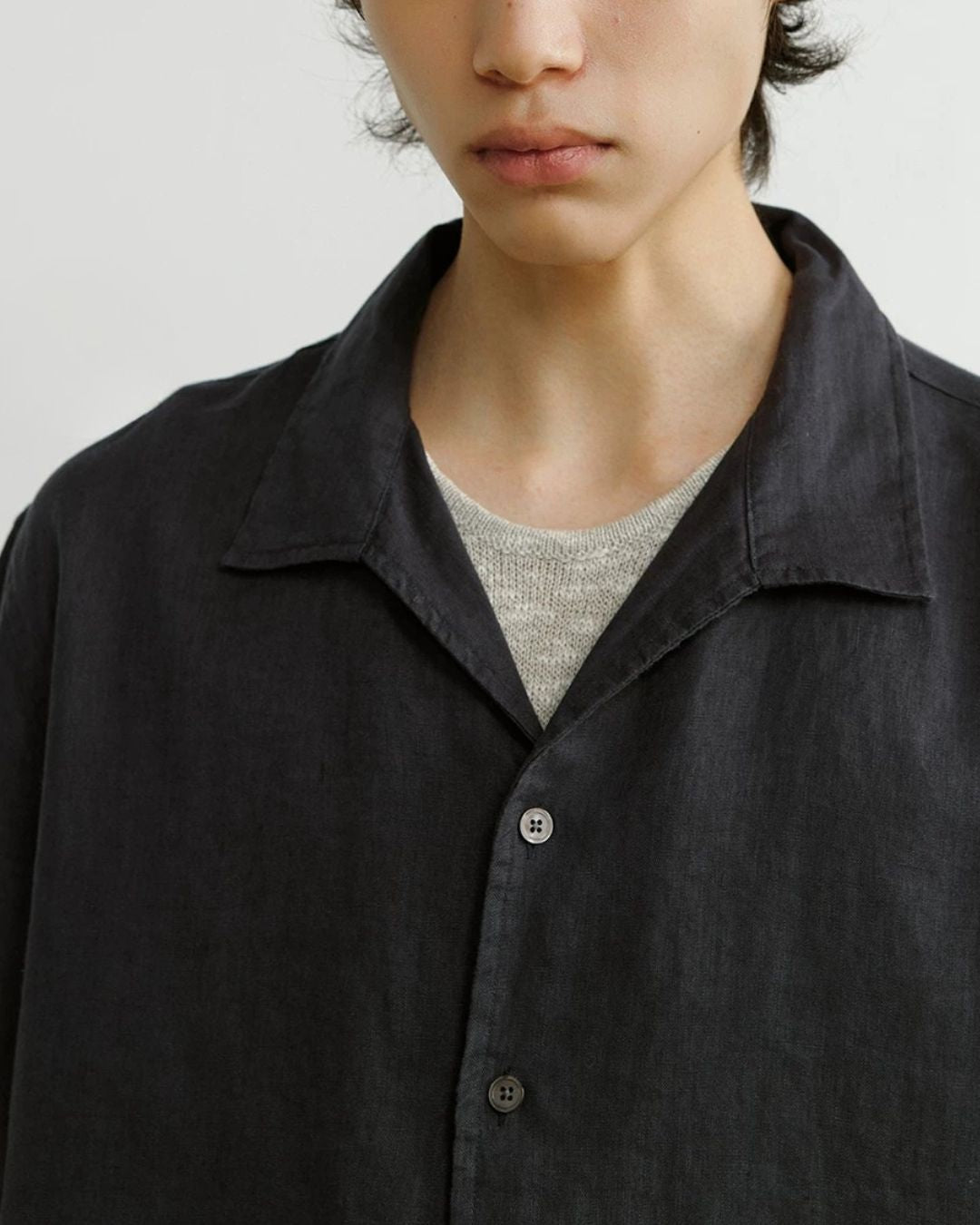 Natural Linen Open-collar Shirt　SS089