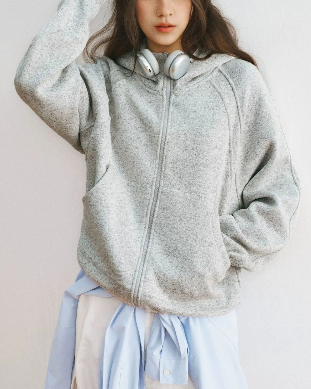 Heathered Zip Hoodie　HD085