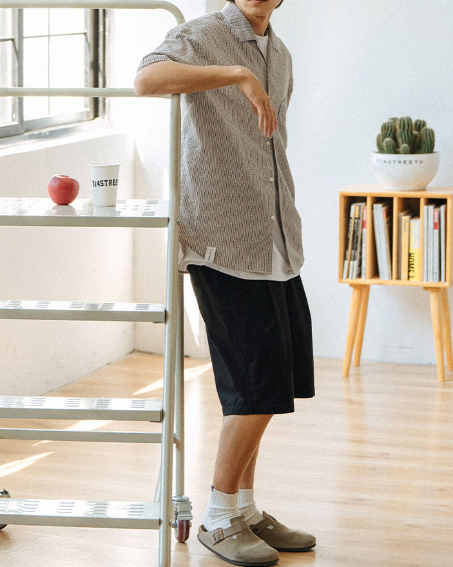 【一部予約販売】Open Collar Striped-Shirt　SS025